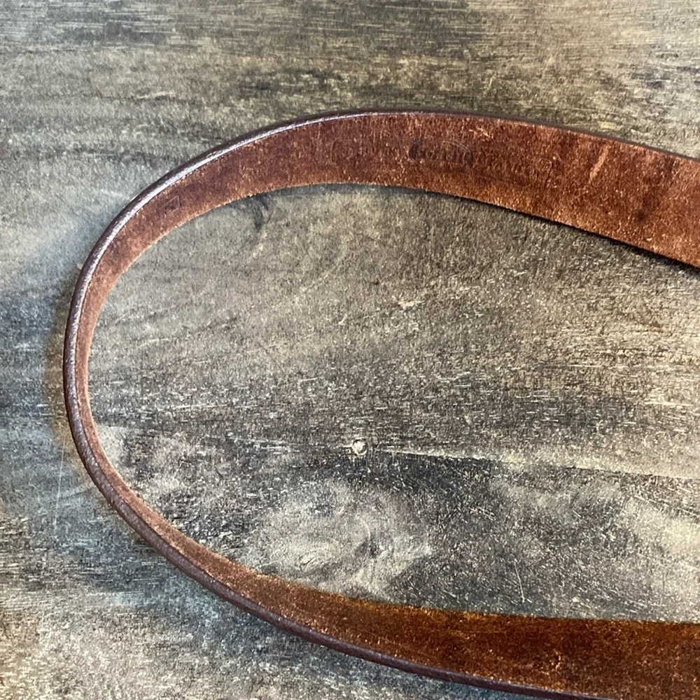 Fossil Kids Brown Leather Mosaic Embossed‎ Belt Silver Tone Buckle Size Small